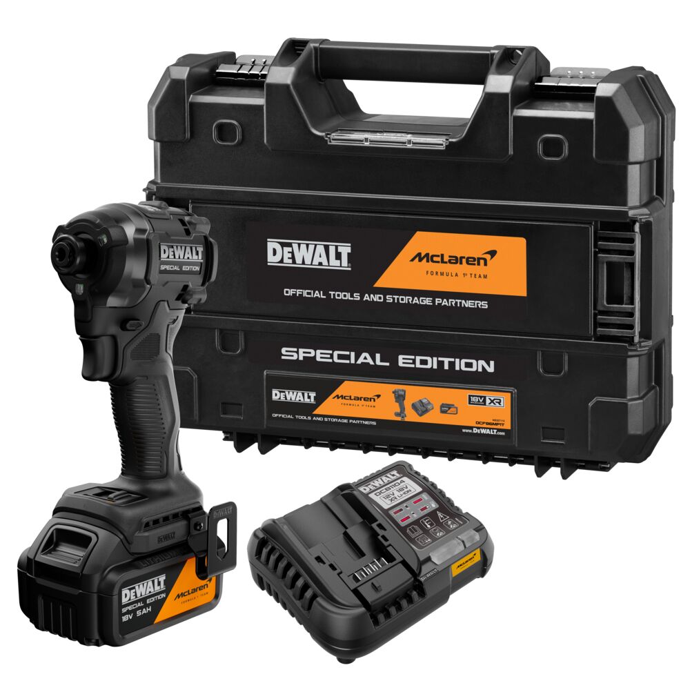 DCF86MP1T DeWALT Aku bezuhlíkový rázový utahovák 1/4" 18V XR 1x 5,0 Ah McLaren edition TSTAK