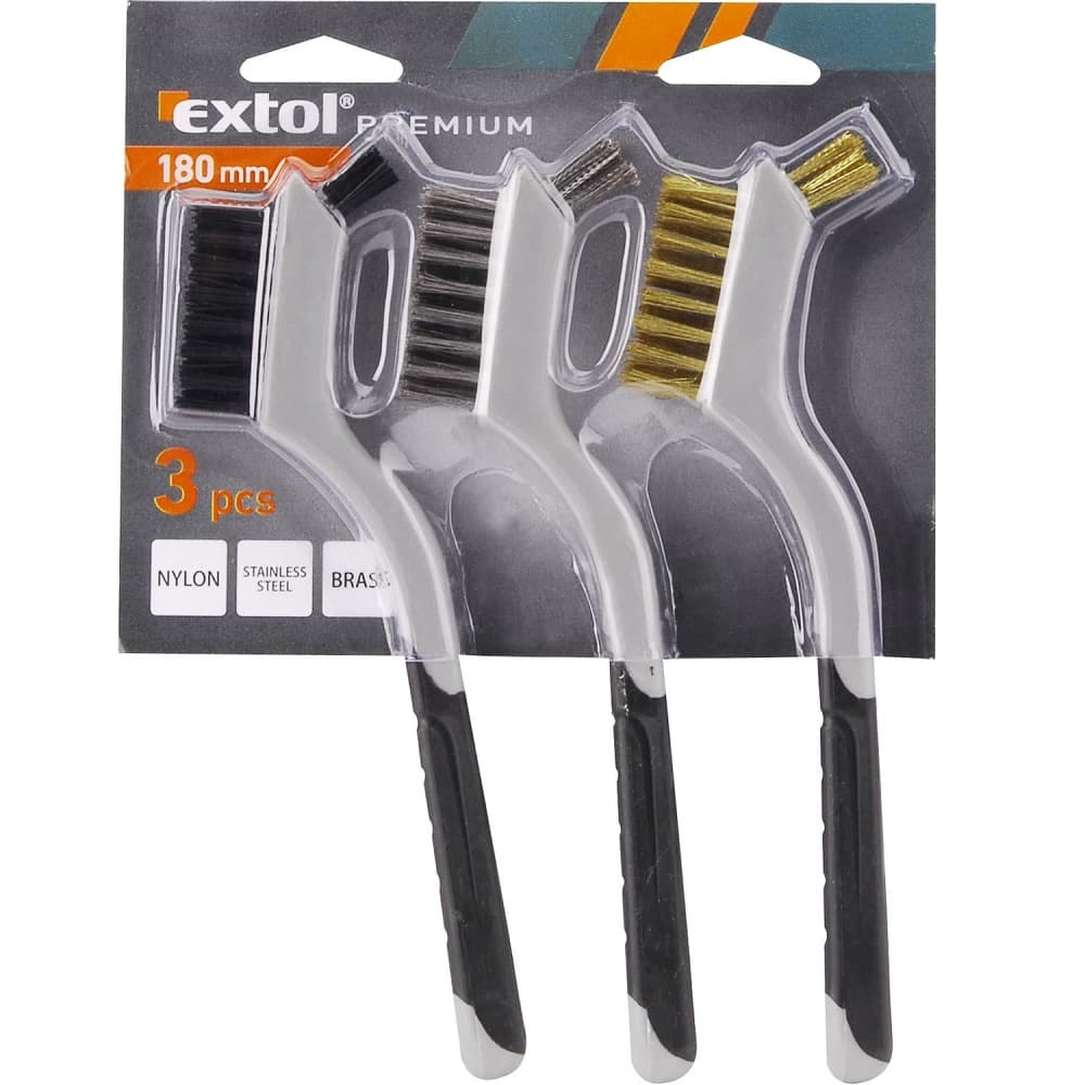 Kartáče malé, sada 3ks, 180mm (ocel,nylon,mosaz)  EXTOL PREMIUM 8803901
