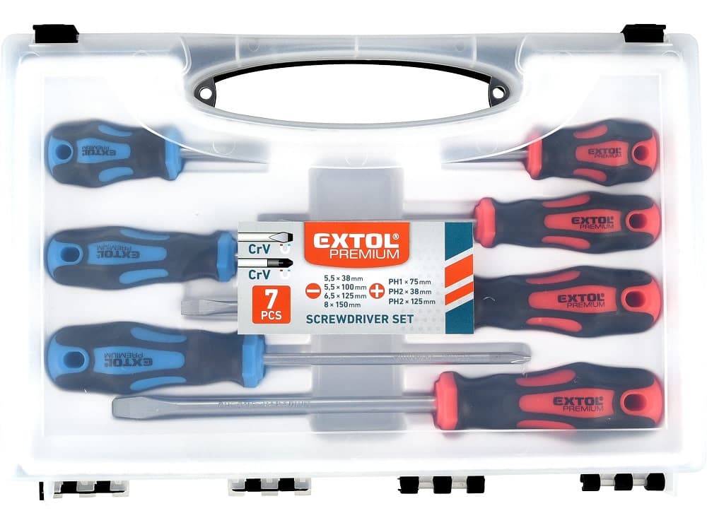 Šroubováky sada 7ks, 4x(-),3x(PH), CrV,  EXTOL PREMIUM 8819257
