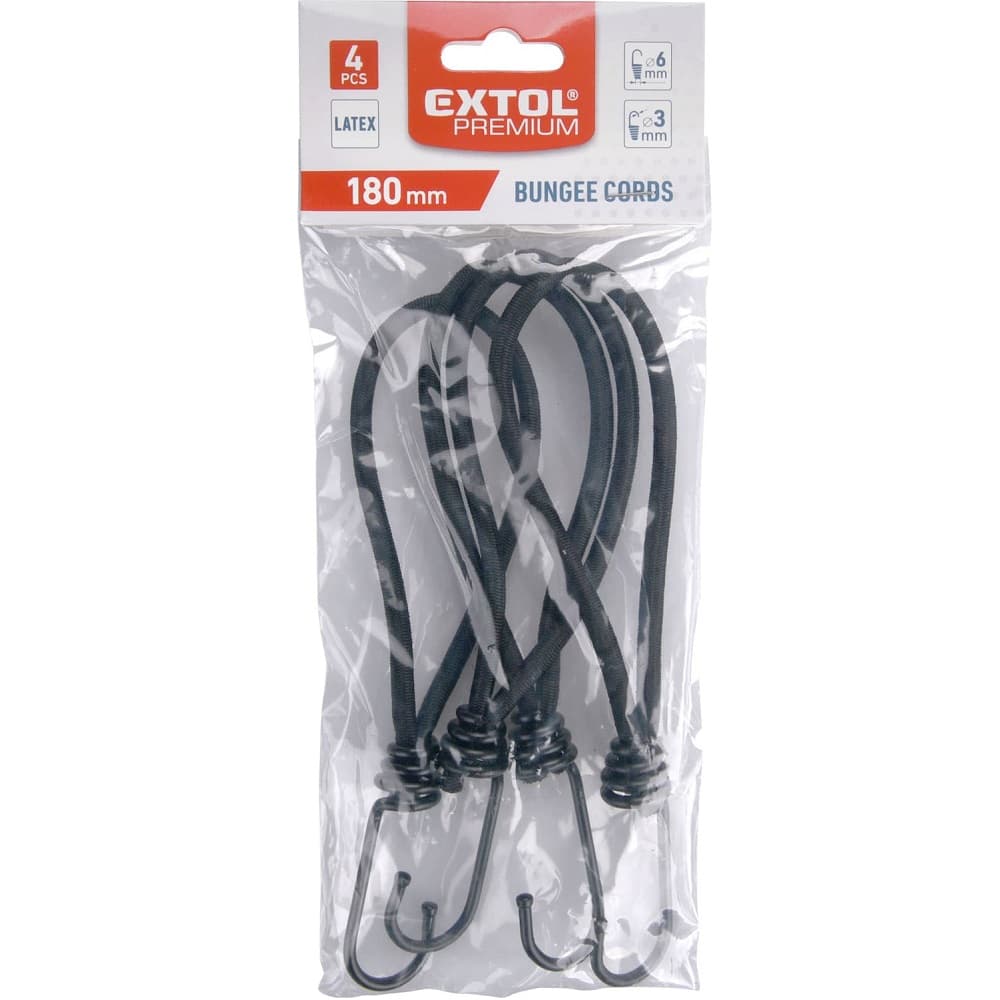 Gumy upínací krátké latexové 4ks, 18cm x O 6mm, latex, EXTOL PREMIUM, 8861110