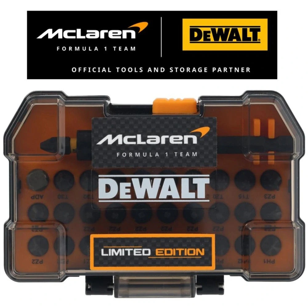 Limitovaná 32-dílná sada bitů/ šroubovacích nástavců McLaren FLEXTORQ DeWALT DT70900T