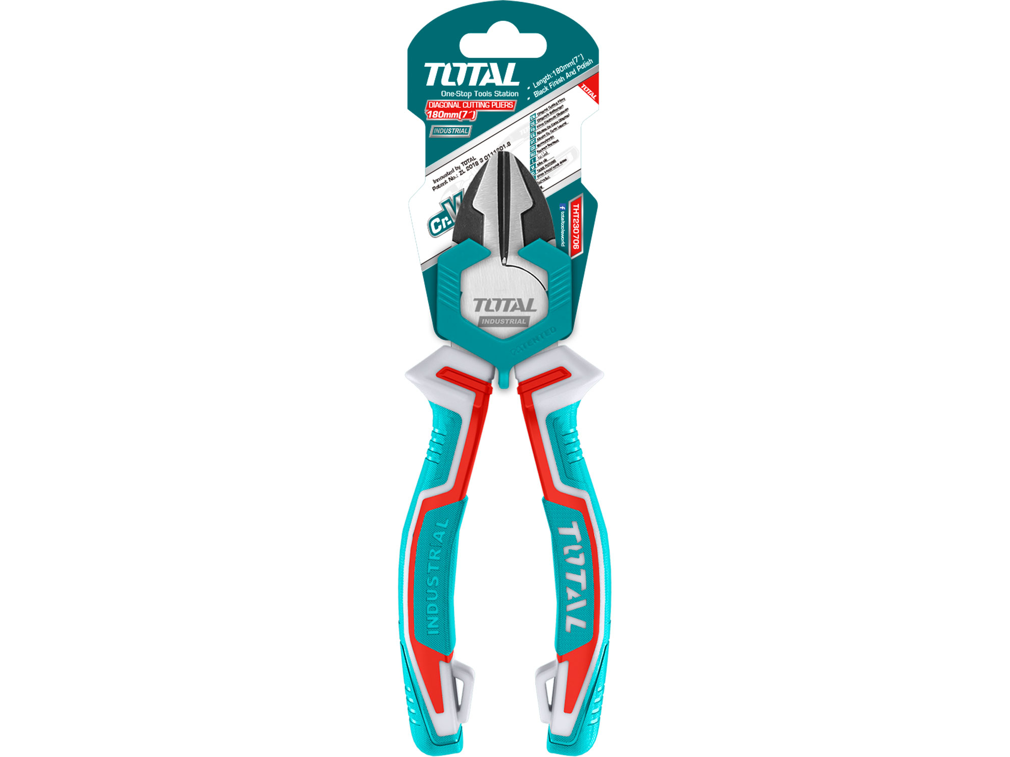 Kleště štípací boční 180mm, industrial, CrV TOTAL THT230706