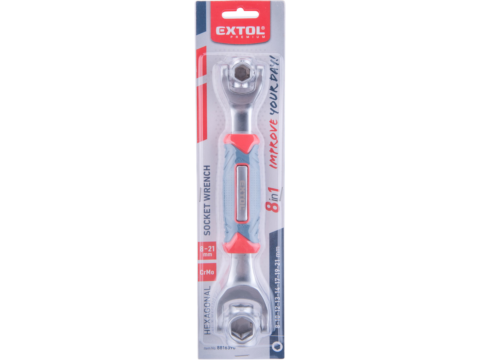Klíč nástrčný oboustranný 8v1, 8-21mm, CrMo EXTOL PREMIUM 8816390