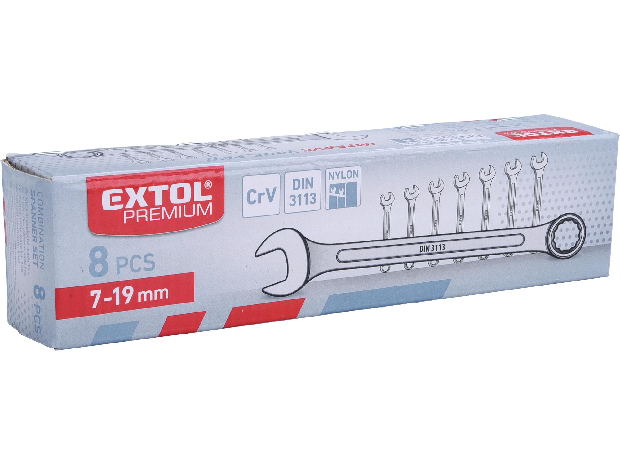 Klíče očkoploché, sada 8ks, 7-19mm, CrV  EXTOL PREMIUM 6319