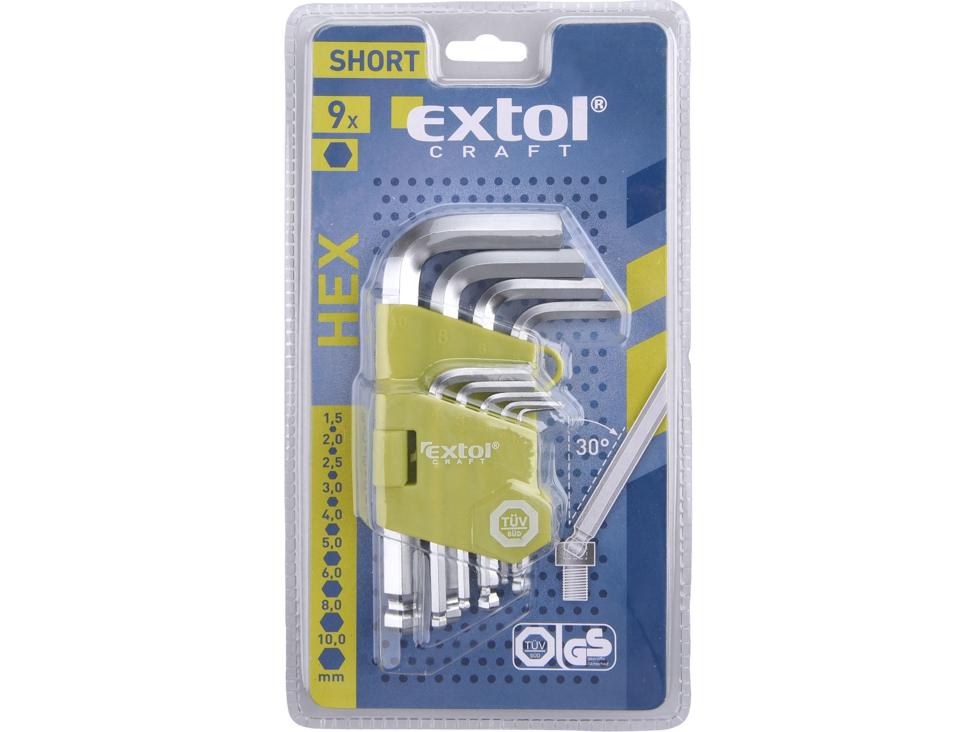 Sada L-klíče krátké IMBUS, sada 9ks, 1,5-10mm EXTOL CRAFT 66000