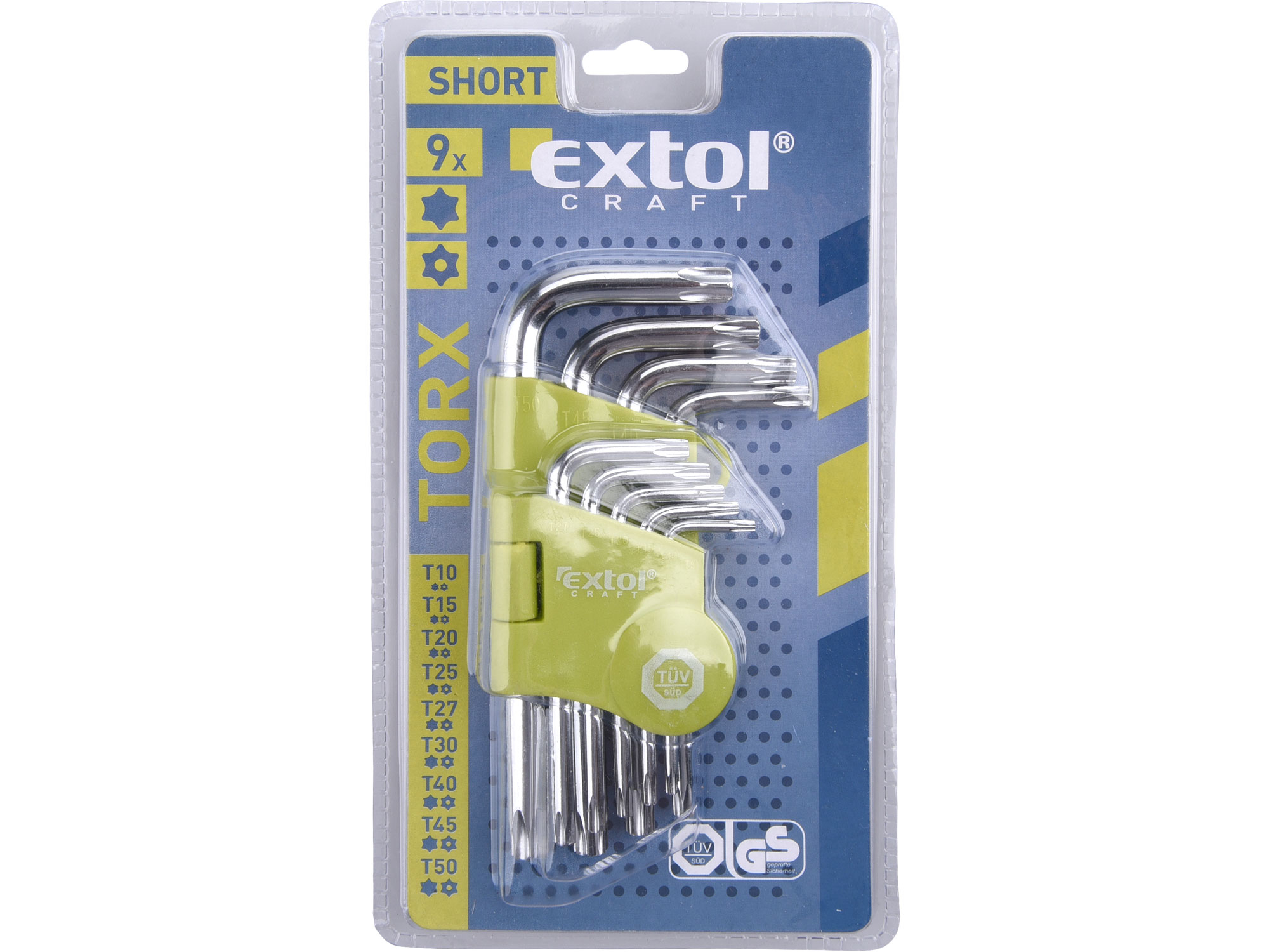 Sada L-klíče TORX, T 10-50, krátké, 9ks  EXTOL 66010