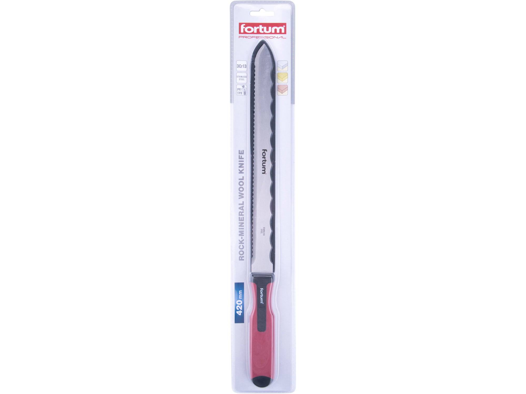 Nůž na minerální vatu a izolační hmoty, nerez, 470/280mm, FORTUM, 4780503