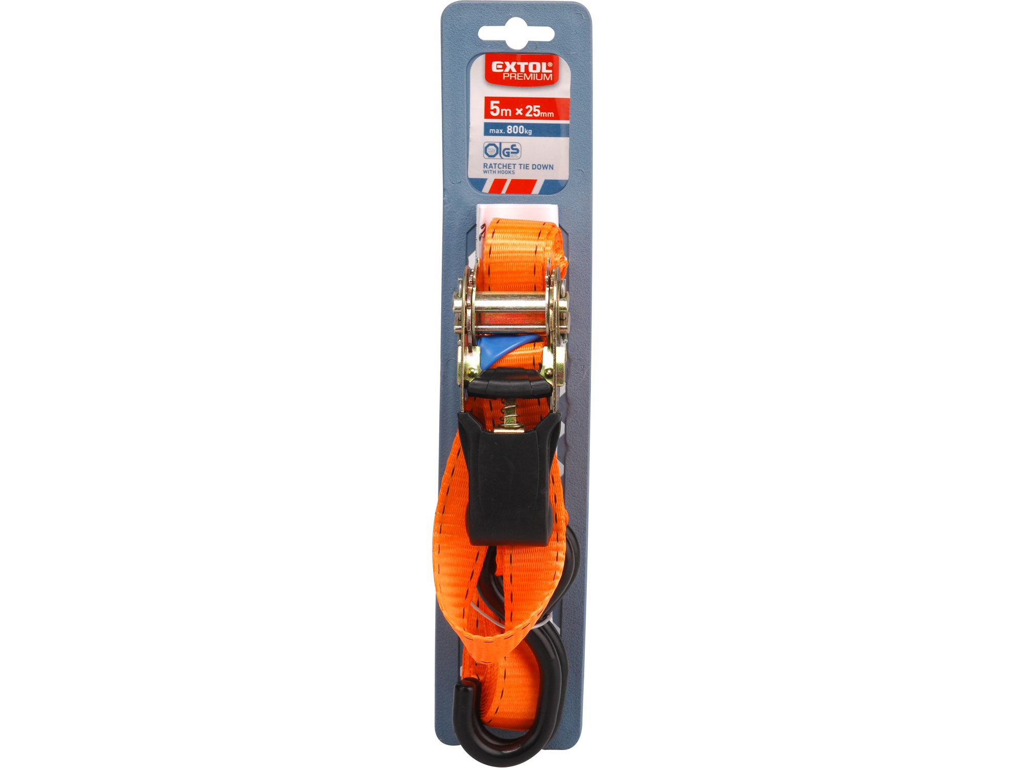 Pás upínací ráčnový s háky, 5m x 25mm, max. 800kg, EXTOL PREMIUM, 8861131