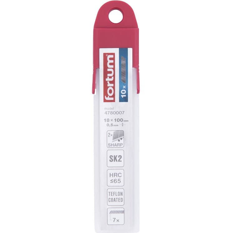 Břity ulamovací do nože 10ks, 18mm(tl.0,5mm/14s), SK2, FORTUM 4780008