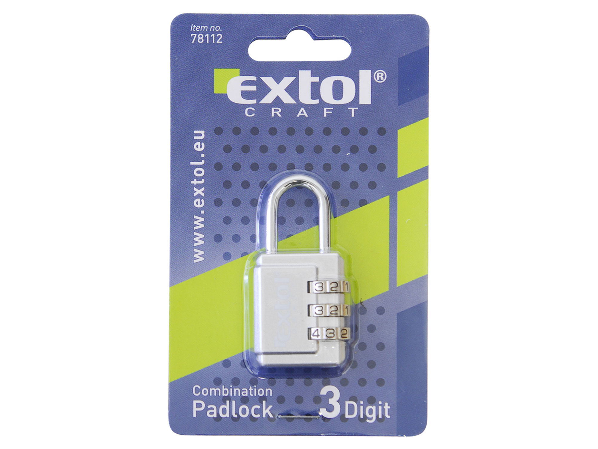 Zámek kombinační s trojmíst. kódem, 26x55mm, EXTOL CRAFT, 78112