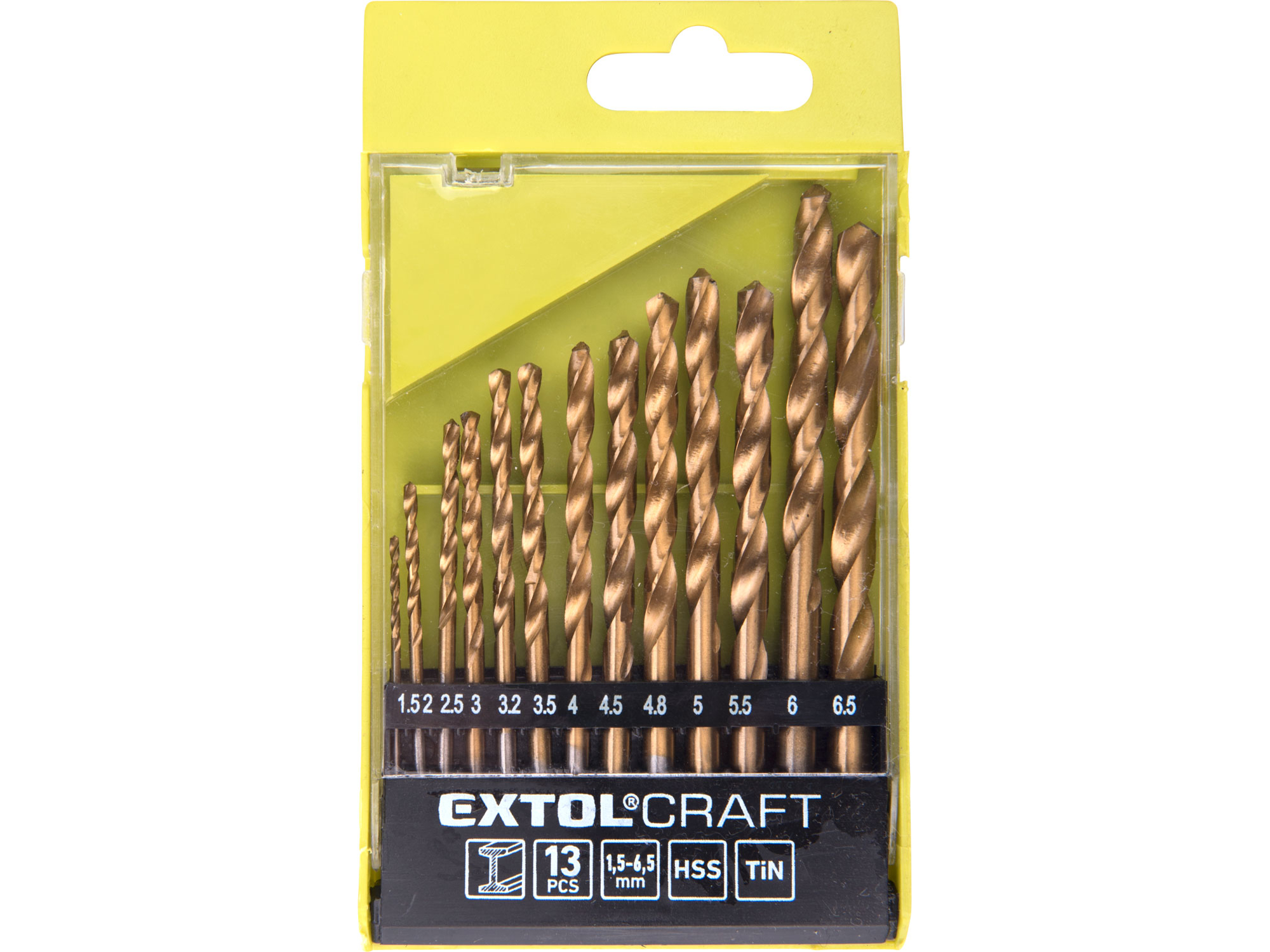 Sada HSS vrtáků do kovu 13ks, průměr 1,5 - 6,5 mm, EXTOL CRAFT, 1113A