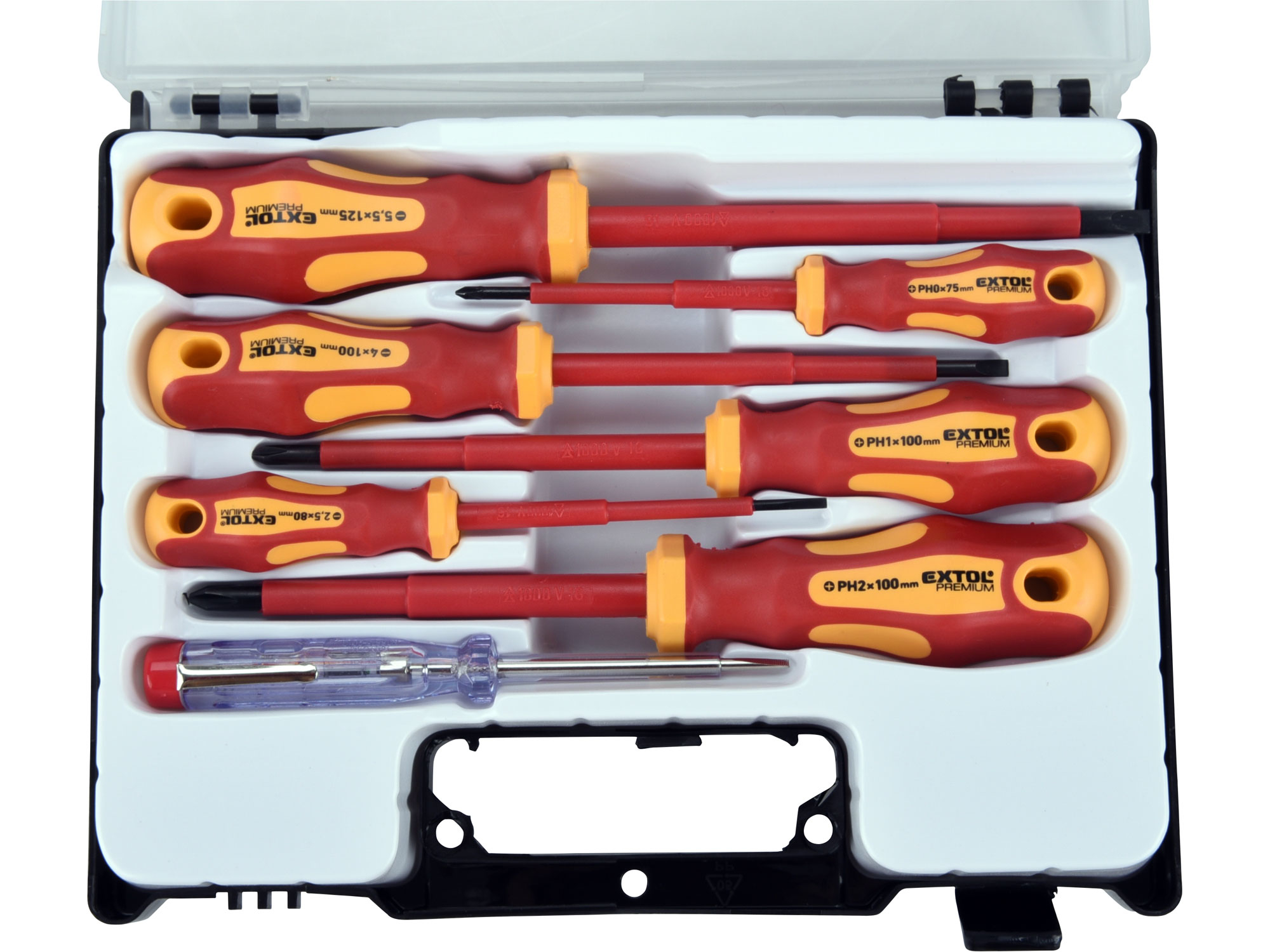 Šroubováky elektrikářské se zkoušečkou, sada 7ks, 3x(-), 3x(PH), CrV,  EXTOL PREMIUM 53087
