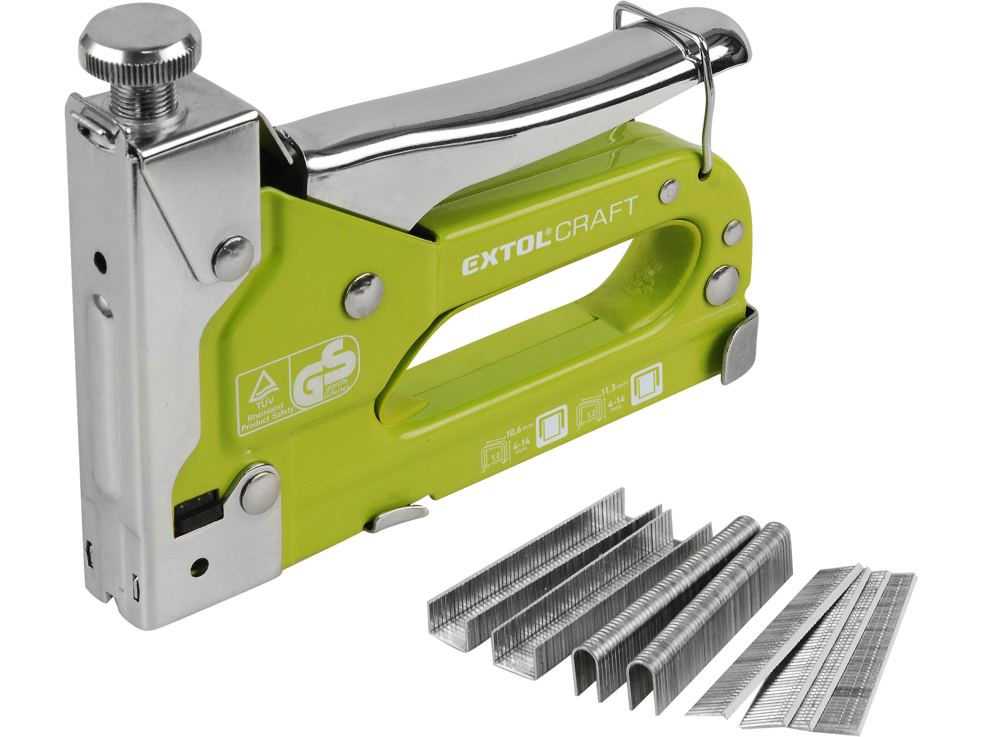 Pistole sponkovací 3funkční, 4-14mm/tl. 1,2mm, EXTOL CRAFT 9176