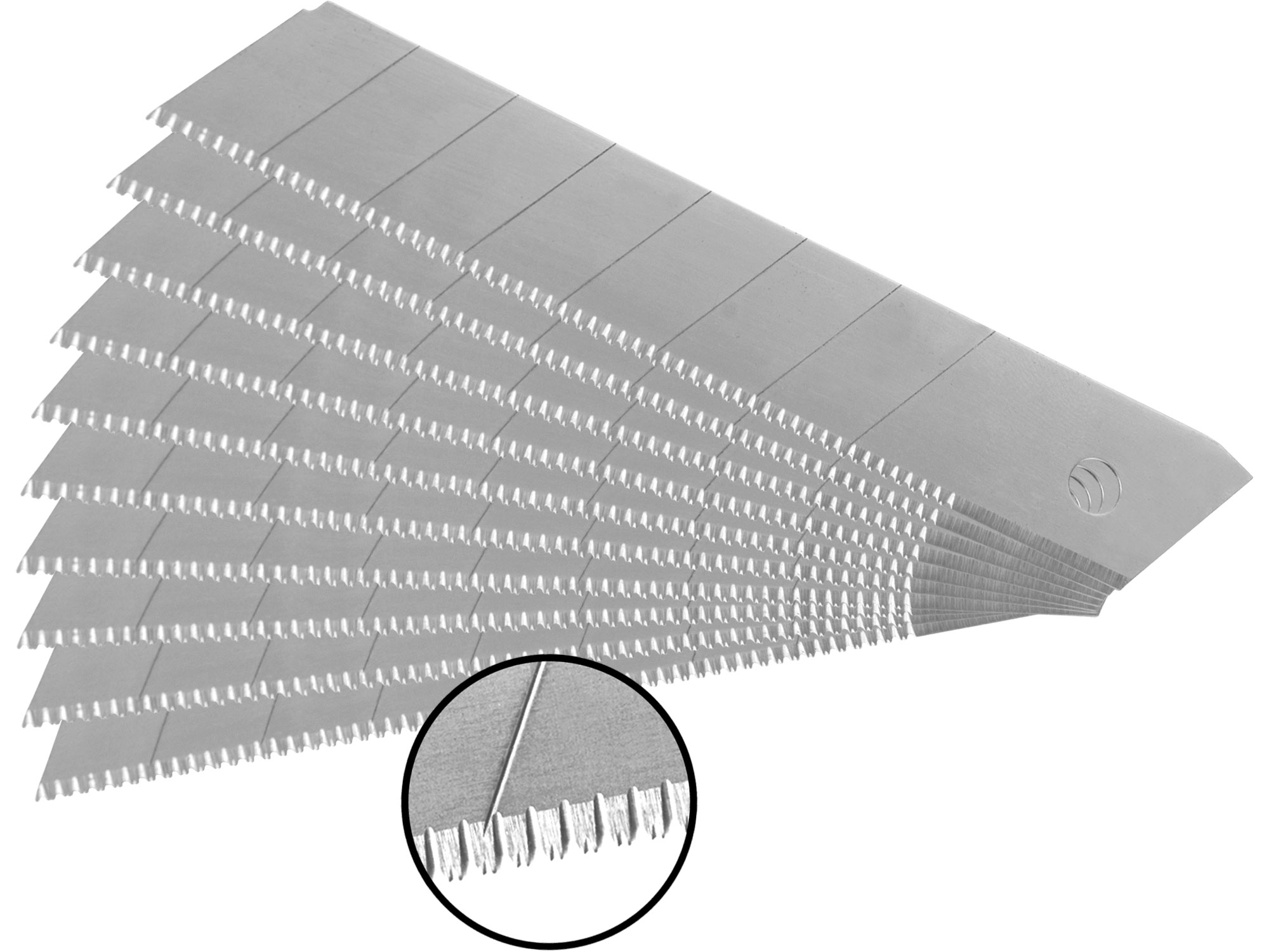 Břity ulamovací se zoubkovým ostřím 10ks, 18mm(tl.0,5mm/7s), SK5, EXTOL PREMIUM, 8855095