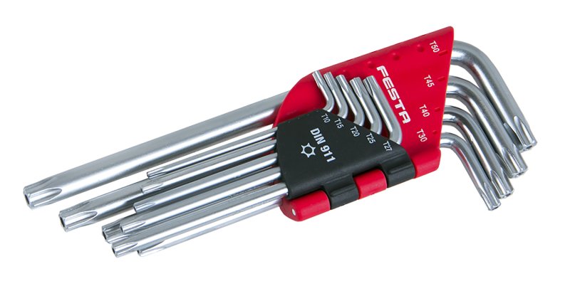 Sada L klíčů torx CrV T10-T50 9ks FESTA 18497