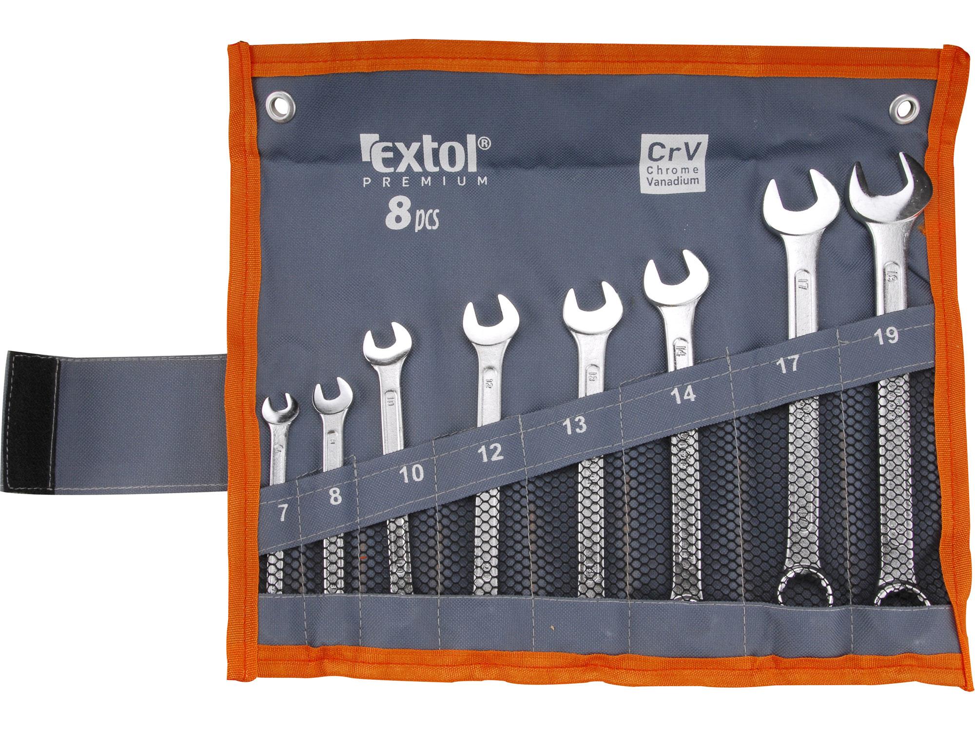 Klíče očkoploché, sada 8ks, 7-19mm, CrV  EXTOL PREMIUM 6319