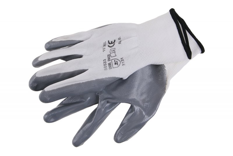 Pracovní nylonové rukavice máčené v nitrilu vel. 10 (XL) 50533